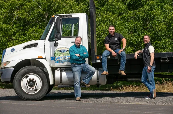 GoldRiver Orchards group photo on truck